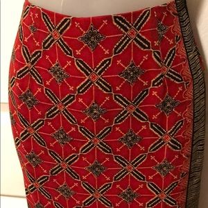 NWT Vintage 100% silk wrap skirt Dana Buchman 6 Moroccan Tile pattern